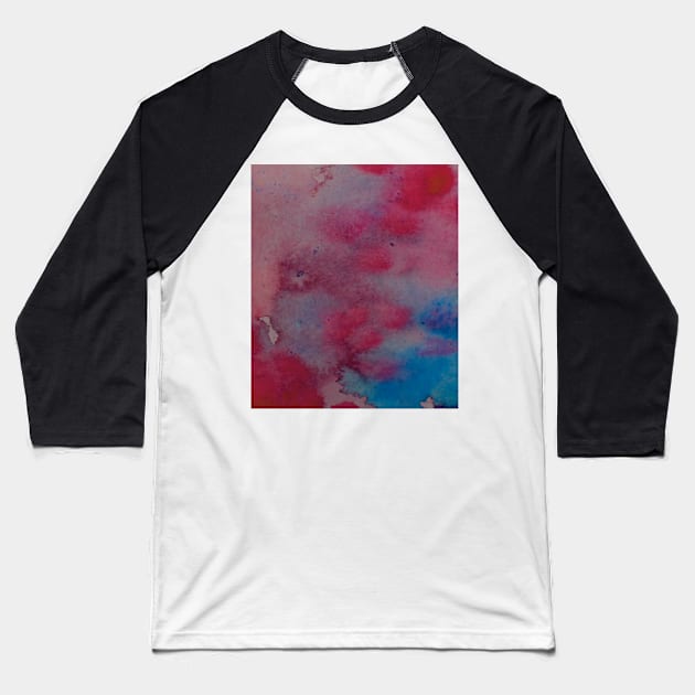 abstract watercolor stain red blue pink sky ocean Baseball T-Shirt by maoudraw